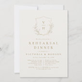 Goldenes botanisches Wappen-Monogramm-Probe Einladung (Vorderseite)