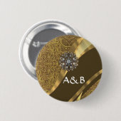 Goldenes braunes wirbelförmiges Muster Button (Vorne & Hinten)