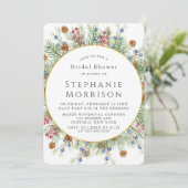 Goldenes Brautparty für Weihnachtsschreath Einladung (Stehend Vorderseite)