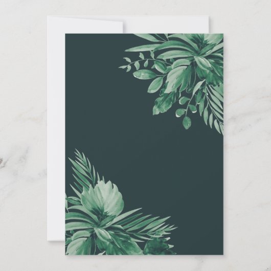 Goldenes Brautparty mit tropischer Vegetation Einladung (Rückseite)