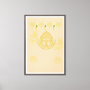 Goldenes Buddhagesicht mit floralem Mandala Spir Leinwanddruck