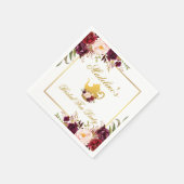 Goldenes Burgund Blumenbräu Party Serviette (Ecke)