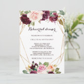 Goldenes Burgundy Probe Dinner Einladung (Stehend Vorderseite)