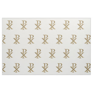 Goldenes Chirho-Symbol-Gewebe Stoff