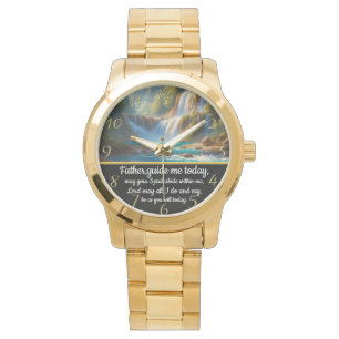 Goldenes christliches Glaubenskreuz mit Vater, lei Armbanduhr