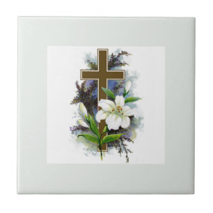 Goldenes christliches Kreuz Fliese