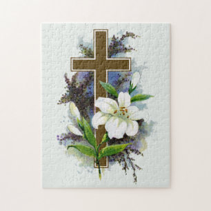 Goldenes christliches Kreuz Puzzle
