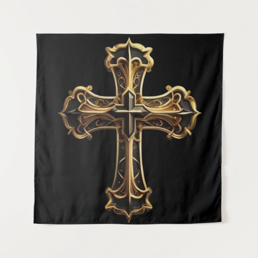 Goldenes Christus-Kreuz 2 Wandteppich (Vorderseite)