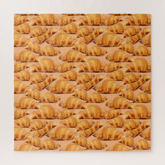 Goldenes Croissant, Bäckerei nahtlos Muster. Puzzle