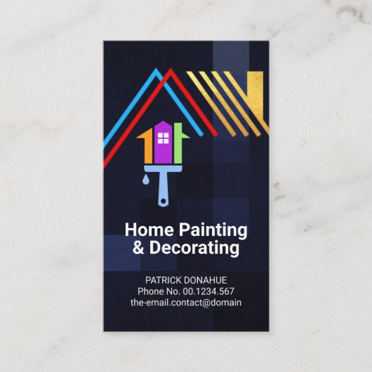 Goldenes Dach auf Blue Karos Zuhause Painter Decor Visitenkarte (Vorderseite)