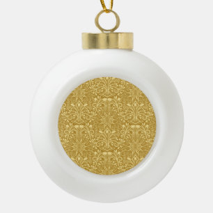 Goldenes Damast Barock Blumenmuster Keramik Kugel-Ornament
