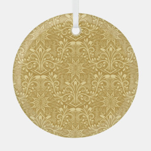 Goldenes Damast Barock Blumenmuster Ornament Aus Glas