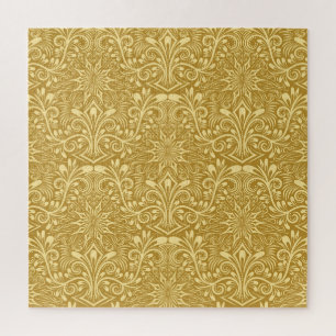 Goldenes Damast Barock Blumenmuster Puzzle