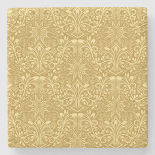 Goldenes Damast Barock Blumenmuster Steinuntersetzer