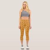 Goldenes Damast-Blumenmuster Capri Leggings (Vorderseite)