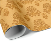 Goldenes Damast-Blumenmuster Geschenkpapier (Rolleneckpunkt)
