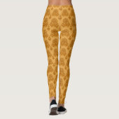 Goldenes Damast-Blumenmuster Leggings (Rückseite)