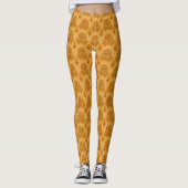 Goldenes Damast-Blumenmuster Leggings (Vorderseite)