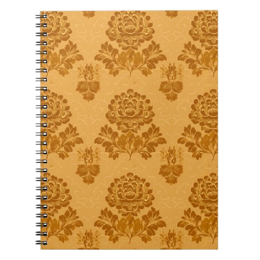 Goldenes Damast-Blumenmuster Notizblock (Vorderseite)