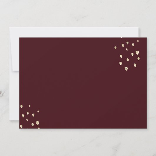 Goldenes Datum | Gold Script Burgundy mit Foto Save The Date (Rückseite)