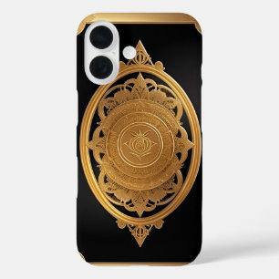 Goldenes Dekorationsmuster mit viel Rose iPhone 16 Hülle