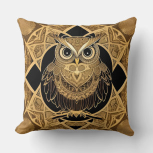 Goldenes dekoratives Eulen-Mandala-Design Kissen