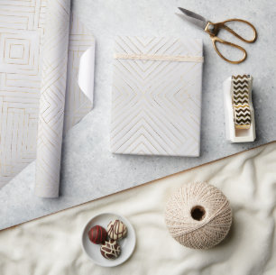 Goldenes diagonales Gittermuster modern luxuriös Geschenkpapier