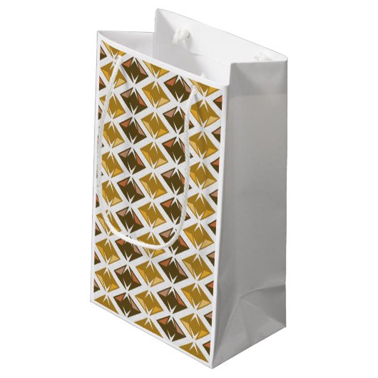 Goldenes Diamant-Muster grafisch Kleine Geschenktüte (Rückseite Schrägansicht)
