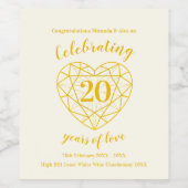 Goldenes Diamantenjubiläum 20 Jahre Weinetiketten Weinetikett (Einzelnes Label)