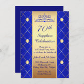 Goldenes Diamantenmuster auf der blauen 70. Geburt Einladung (Vorne/Hinten)