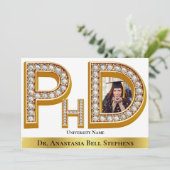 Goldenes Doktorat PhD Abschluss Zeremonie Party Fo Einladung (Stehend Vorderseite)