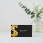 Goldenes Dollar-Symbol | Big | Schwarz Visitenkarte (Stehend Vorderseite)