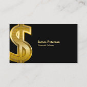 Goldenes Dollar-Symbol | Big | Schwarz Visitenkarte (Vorderseite)
