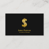 Goldenes Dollar-Symbol | Schwarz Visitenkarte (Vorderseite)