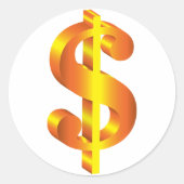 Goldenes Dollarzeichen Runder Aufkleber (Vorderseite)