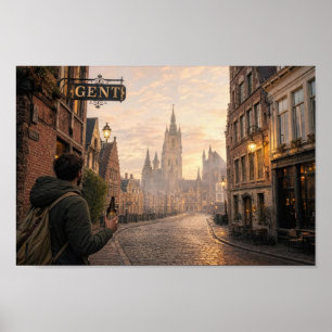 Goldenes Dom von Gent Wanderlust Poster