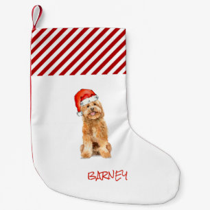 Goldenes Doodle mit Weihnachtsmannmütze Weihnacht Kleiner Weihnachtsstrumpf