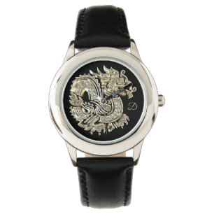 Goldenes Drache-Logo addieren das elegante Armbanduhr