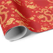 Goldenes Drachenmuster - Chinesisches Mondjahr 202 Geschenkpapier (Rolleneckpunkt)