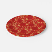 Goldenes Drachenmuster - Chinesisches Mondjahr 202 Pappteller (Schrägansicht)