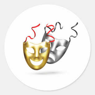 Goldenes Drama Runder Aufkleber