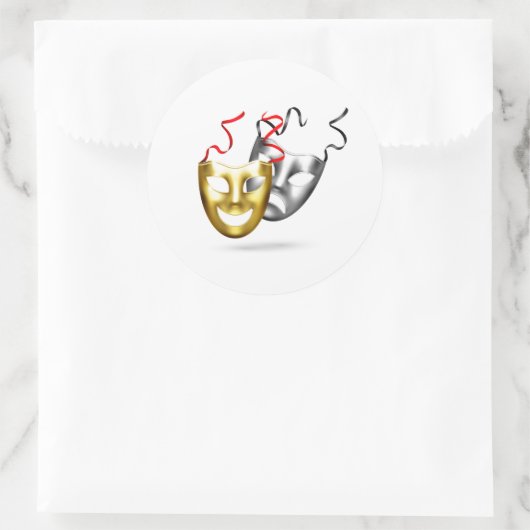 Goldenes Drama Runder Aufkleber (Tasche)