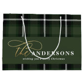 Goldenes Drehbuch kariert tartan rustikale Weihnac Große Geschenktüte (Rückseite)