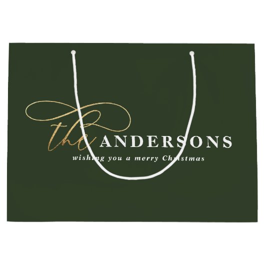 Goldenes Drehbuch Moderne minimale rustikale Weihn Große Geschenktüte (Vorderseite)