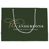 Goldenes Drehbuch Moderne minimale rustikale Weihn Große Geschenktüte (Rückseite)