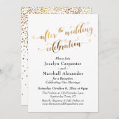 Goldenes Drehbuch nach der Hochzeitsfeier Confetti Einladung (Vorne/Hinten)