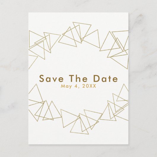 Goldenes Dreieck Glam Modern Save the Date Ankündigungspostkarte (Vorderseite)