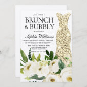 Goldenes Dress Brunch & Bubbly Brautparty Einladung (Vorne/Hinten)