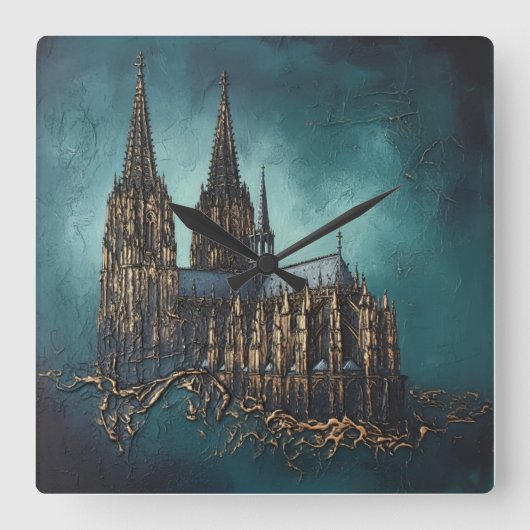 Goldenes Echo des Doms Quadratische Wanduhr (Vorderseite)