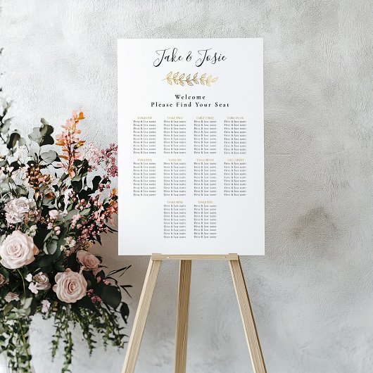 Goldenes Effektblatt Elegantes Seating Chart Poster